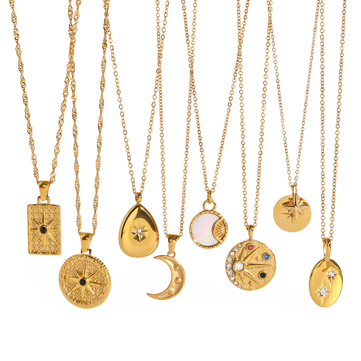 Stainless steel octagram necklace