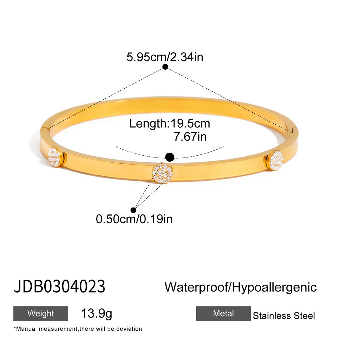 Stainless steel rhinestone buckle bracelet