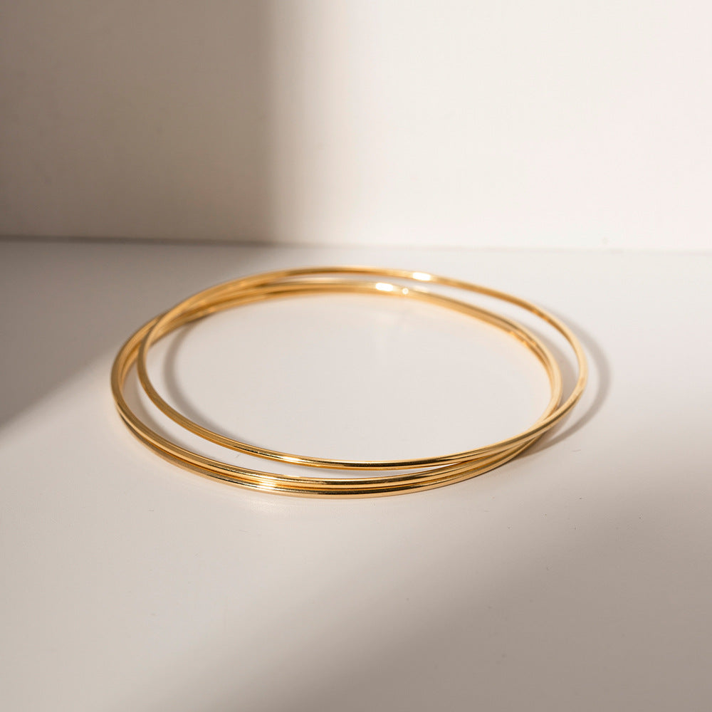 Titanium steel gold plain ring bracelet
