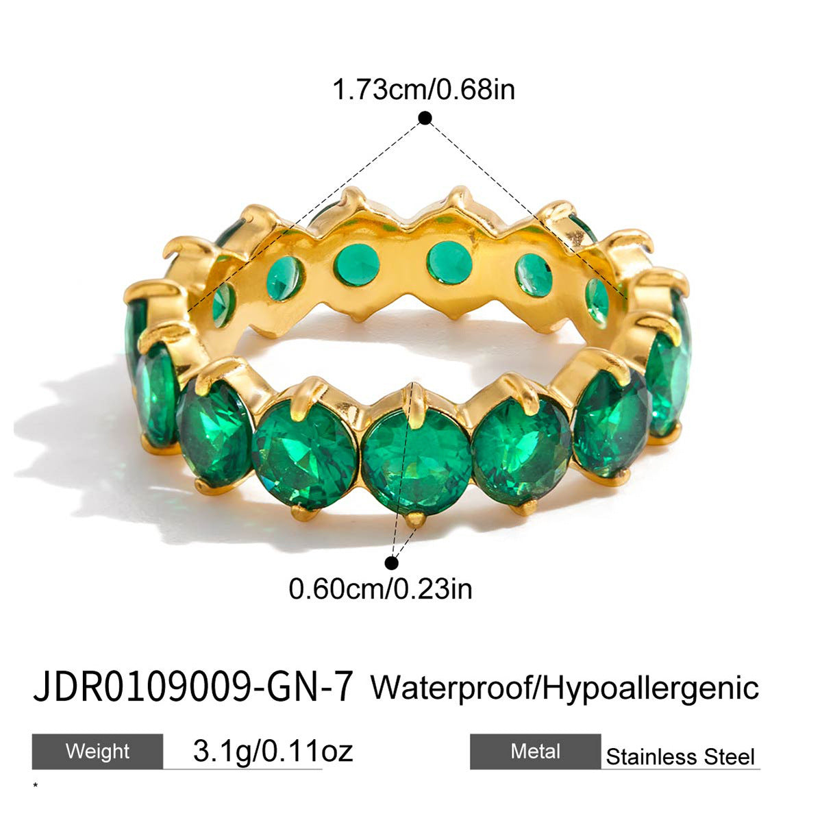 Titanium steel zircon ring does not fade.