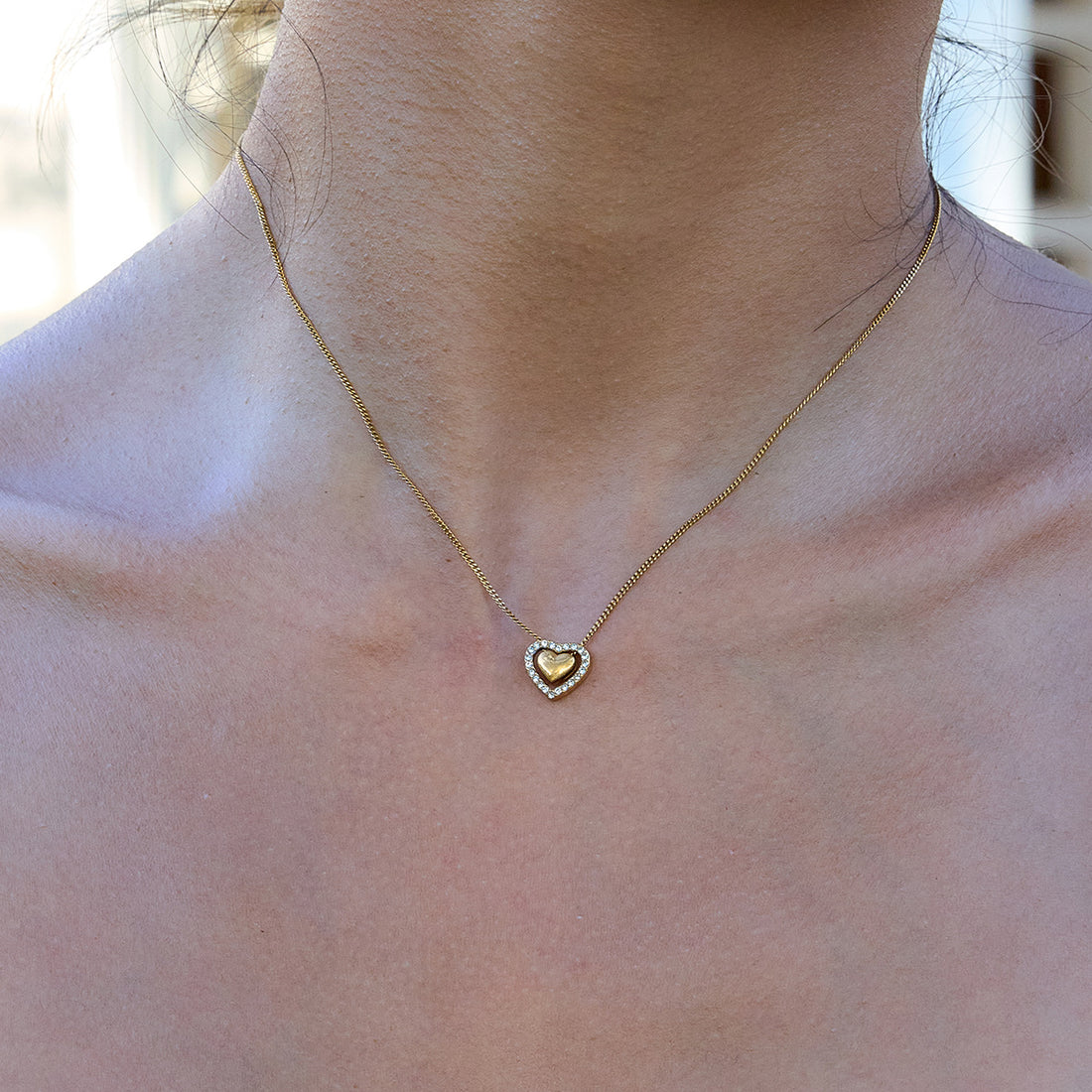 Hollow glossy love pendant Necklace