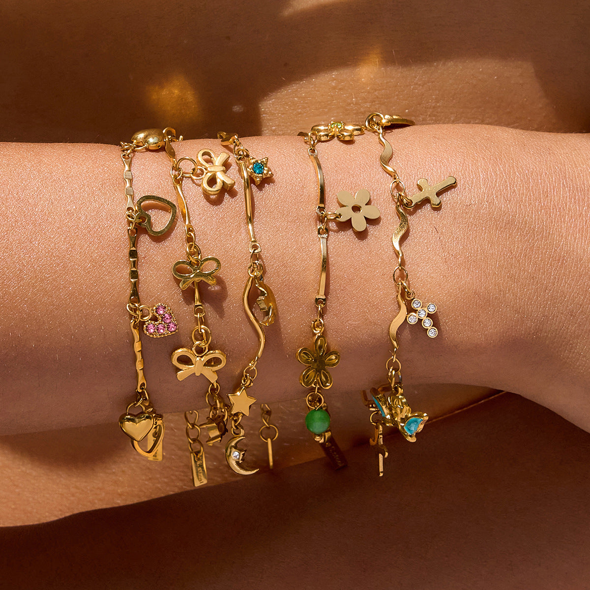 Stainless steel bow love cross bracelet