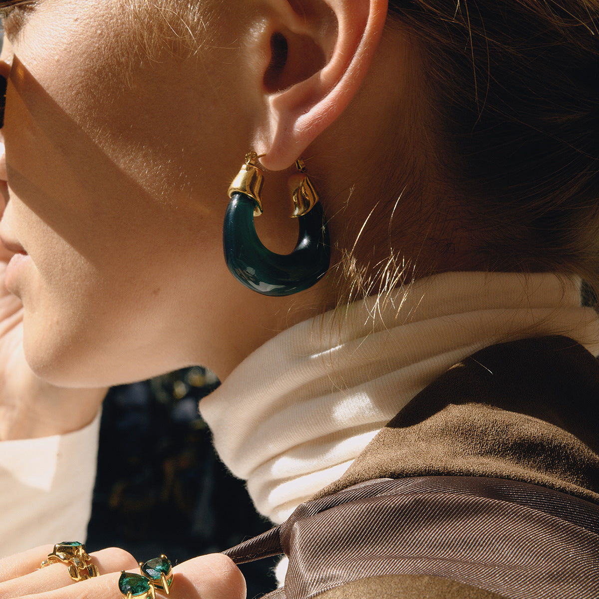 Resin stainless steel earrings