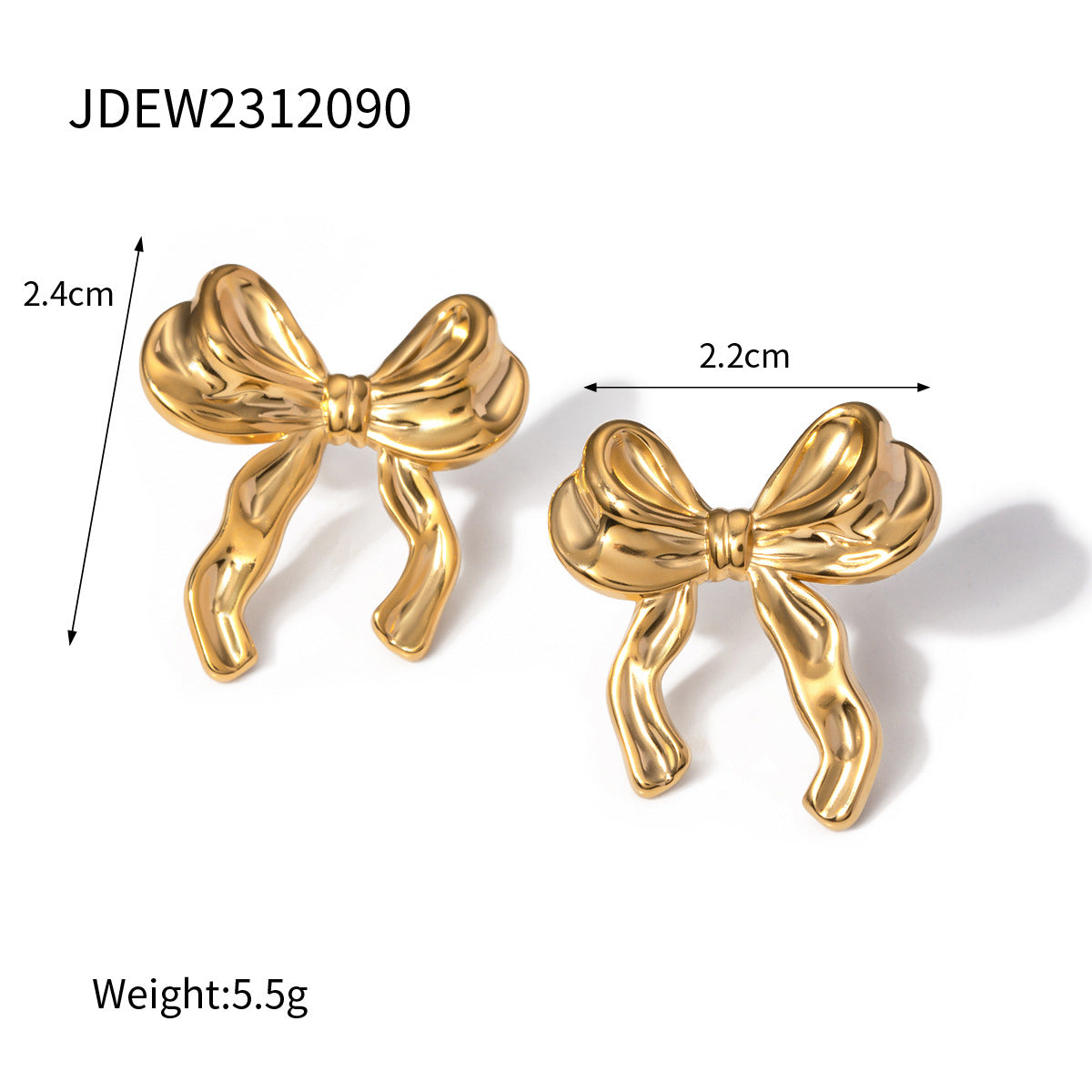 Stainless steel love bow stud earrings