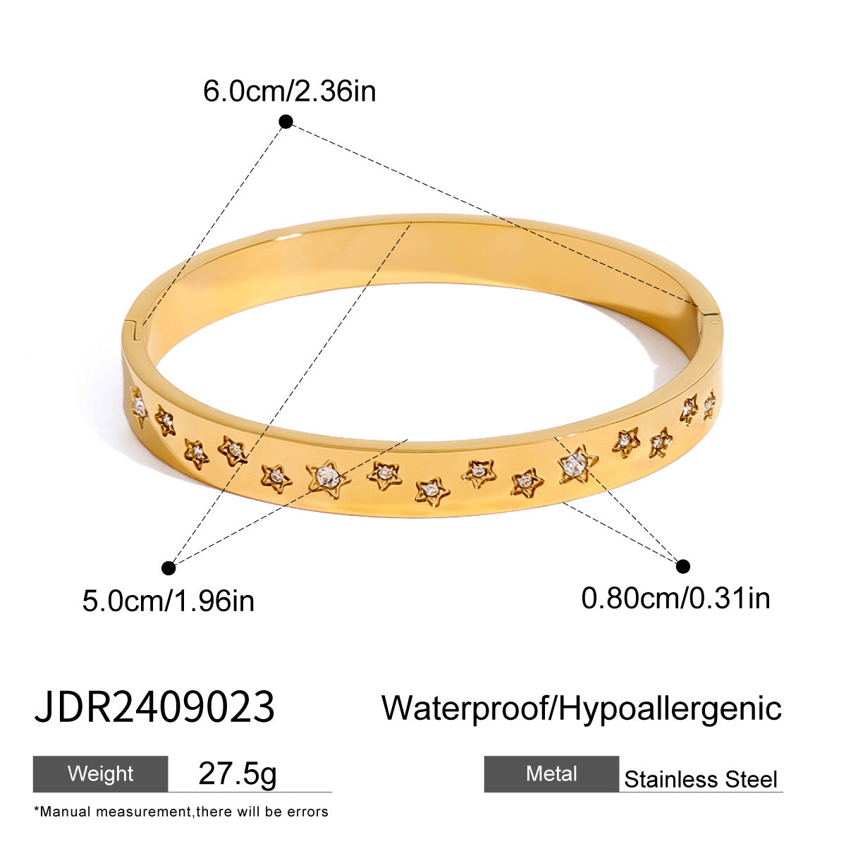 Stainless steel rhinestone buckle bracelet