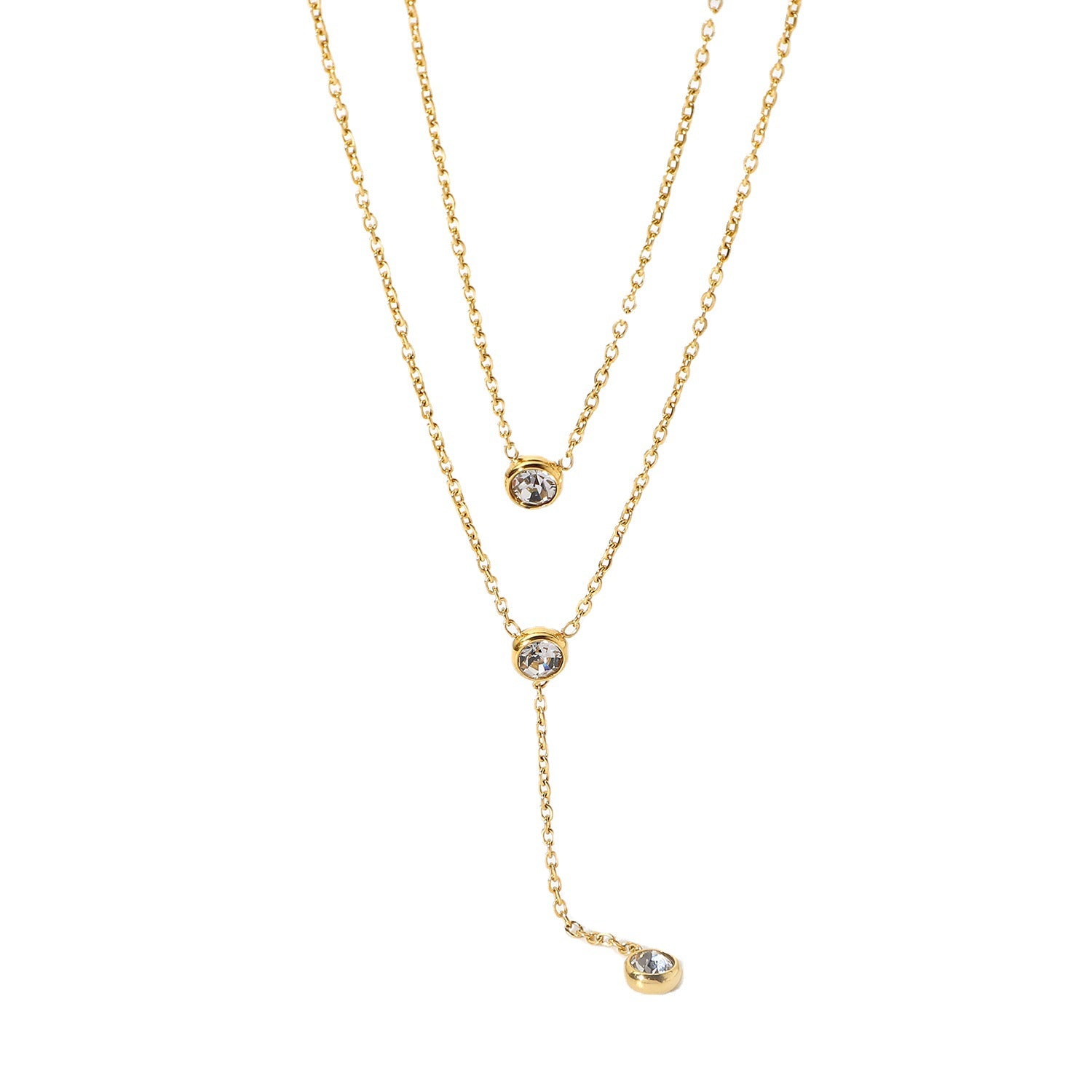 Stainless steel Y-chain double necklace