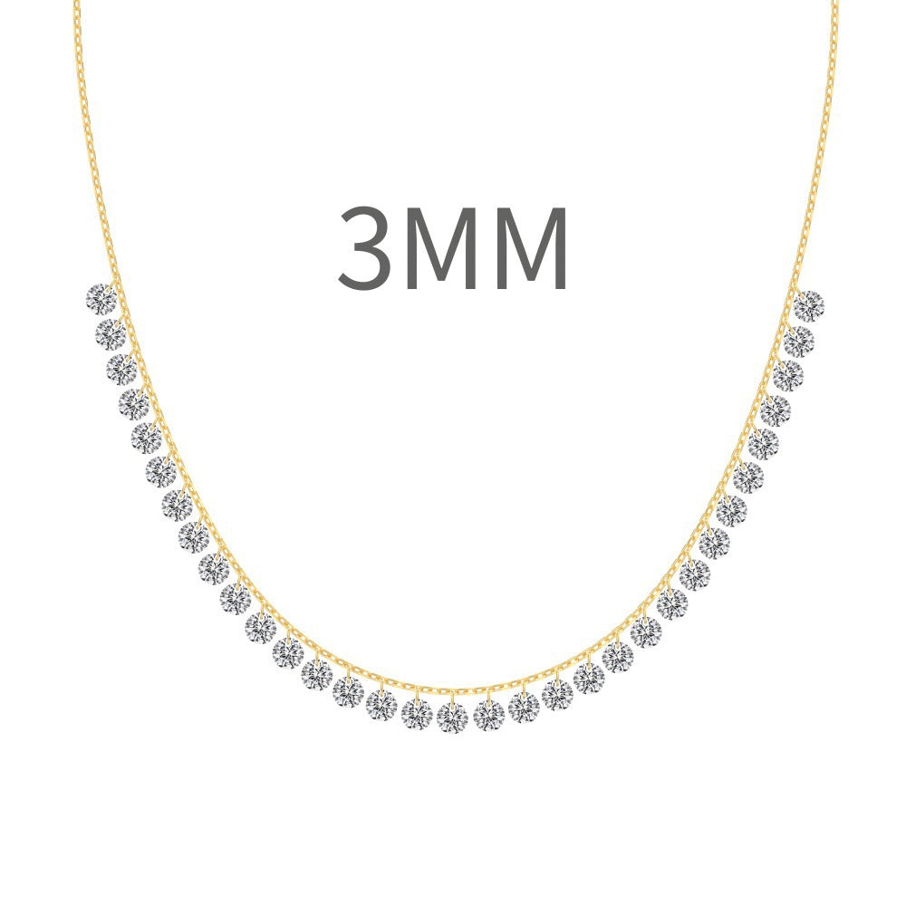 S925 Sterling Silver Tassel Oval Water Drop Wedding Necklace