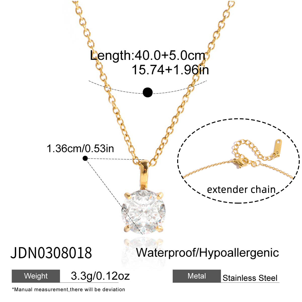 Titanium steel zircon non-fading necklace