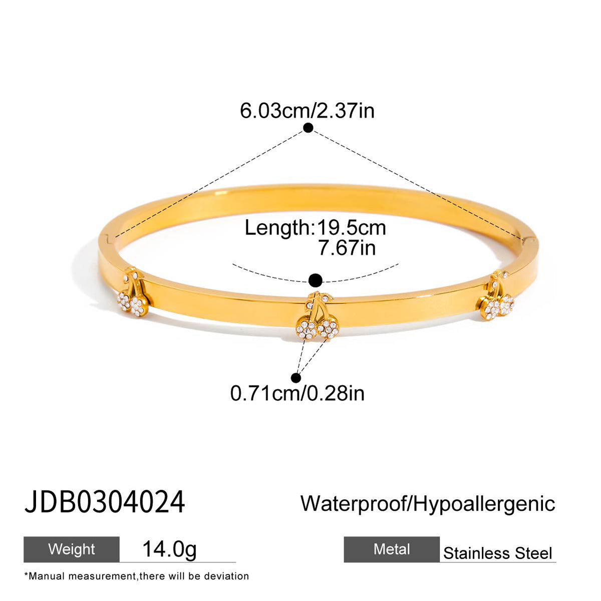 Stainless steel rhinestone buckle bracelet