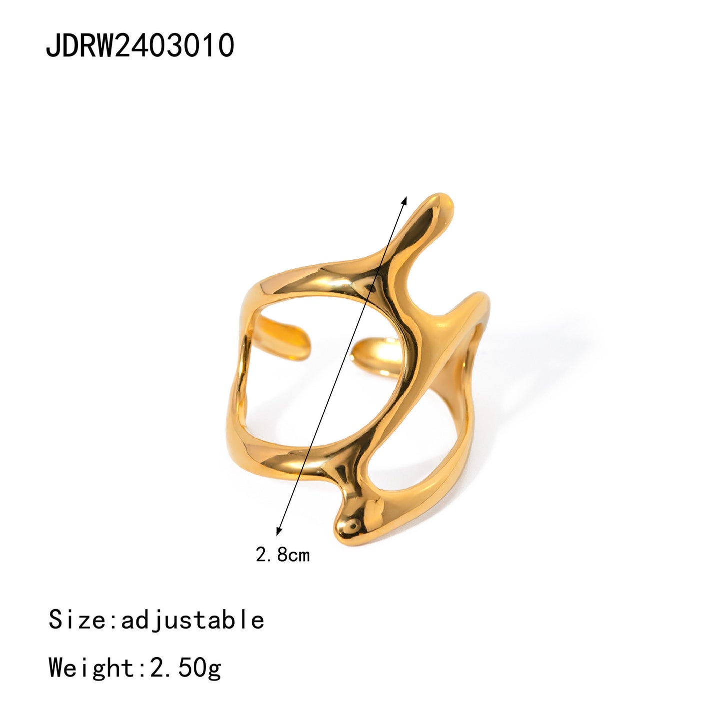 Stainless steel gold exaggerated ring