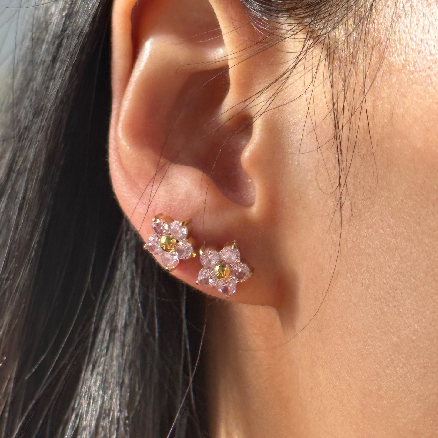 Titanium Steel Colored Mini Flower Earrings