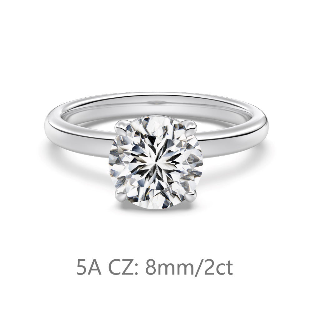 S925 Sterling Silver Single Main Diamond Proposal Wedding Ring