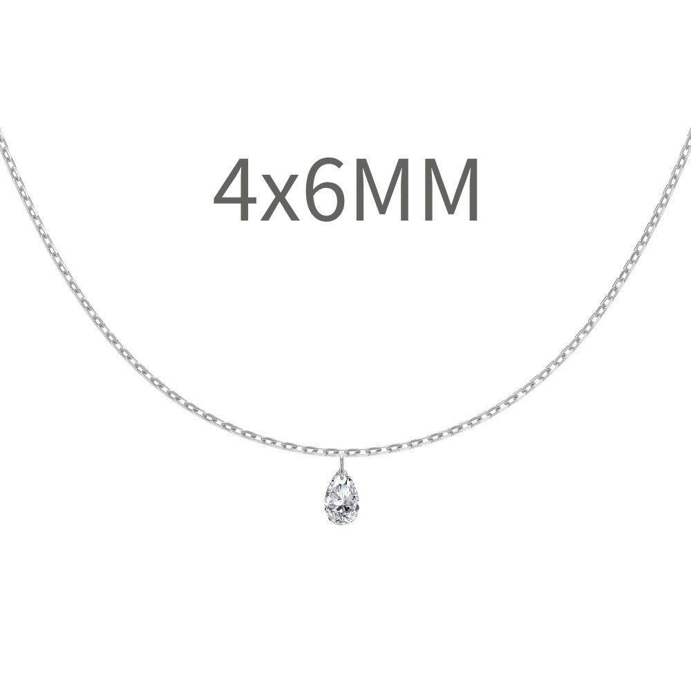 S925 Sterling Silver Tassel Oval Water Drop Wedding Necklace