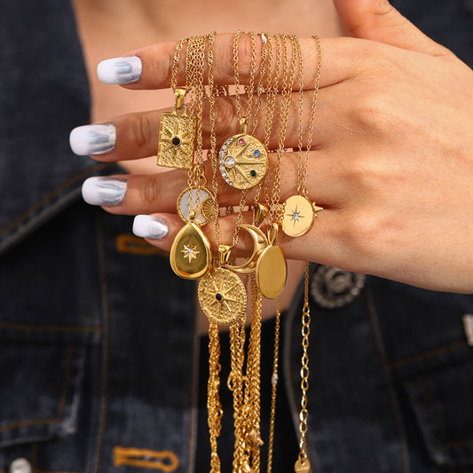 Stainless steel octagram necklace