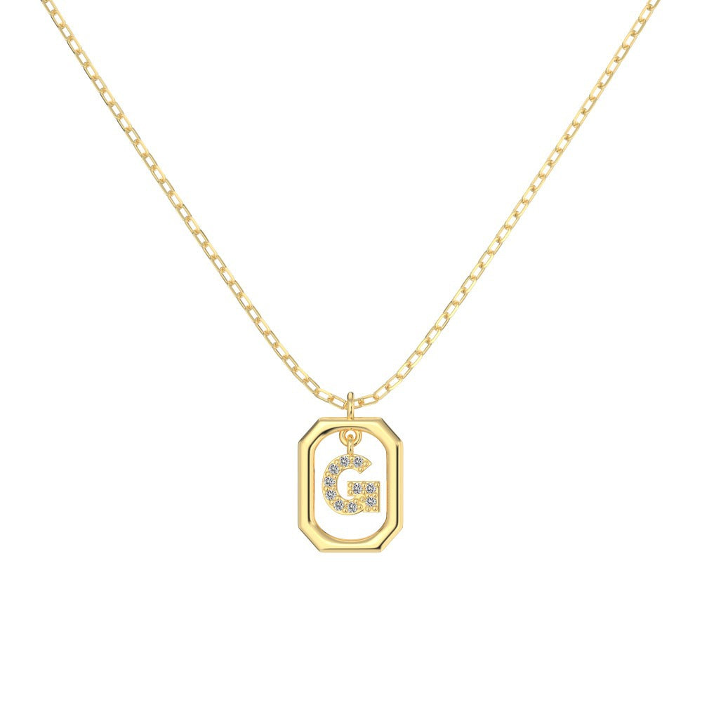 S925 Sterling Silver Hollow Pendant 26 Letter Necklace