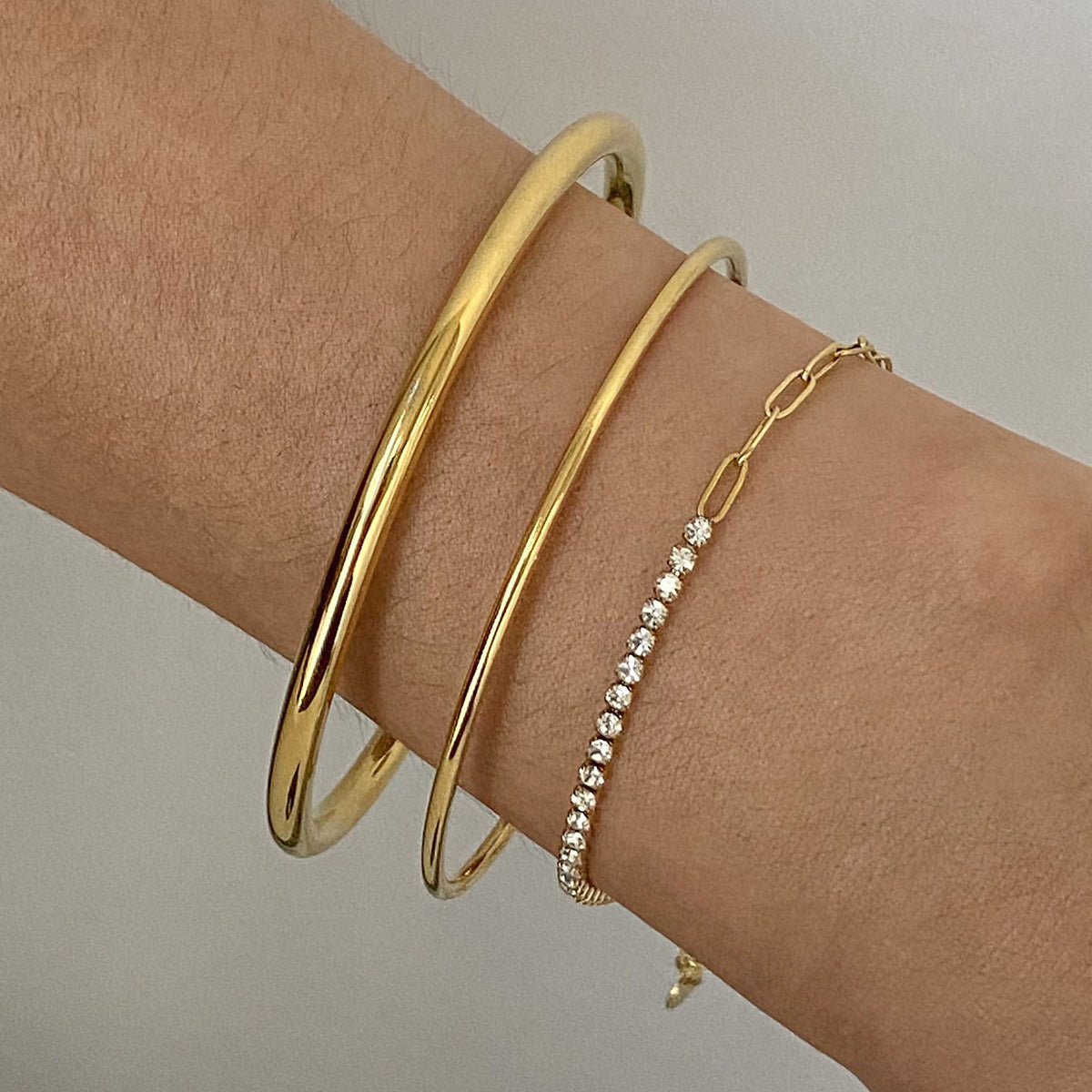 Stainless steel zircon bracelet plain ring bracelet