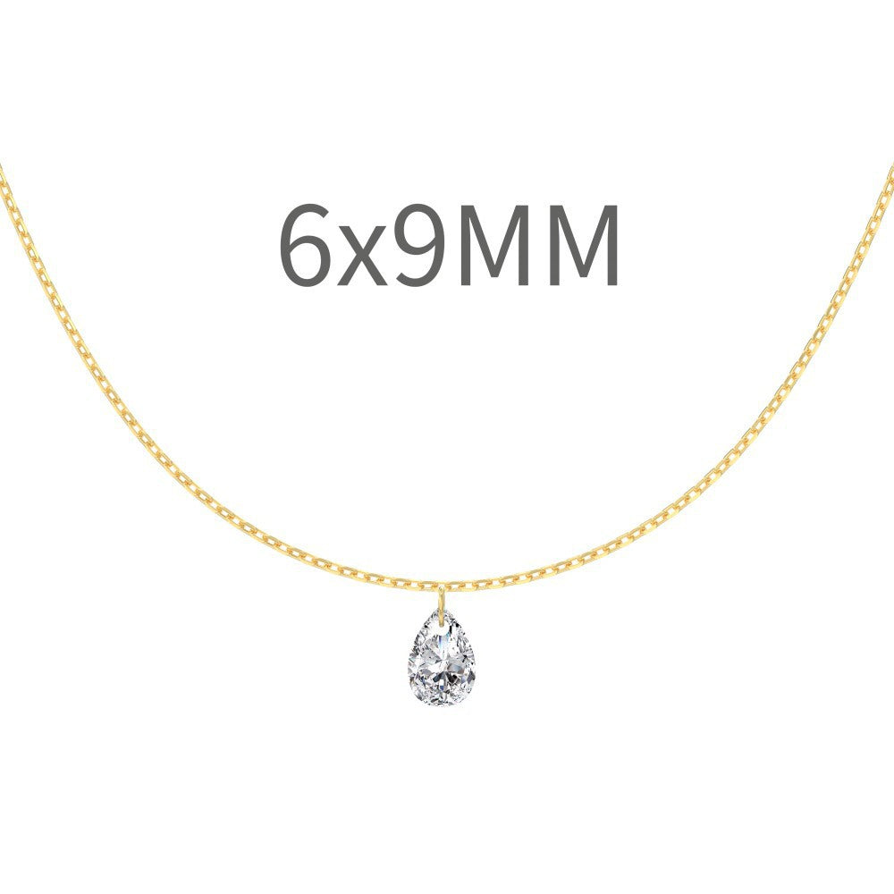 S925 Sterling Silver Tassel Oval Water Drop Wedding Necklace