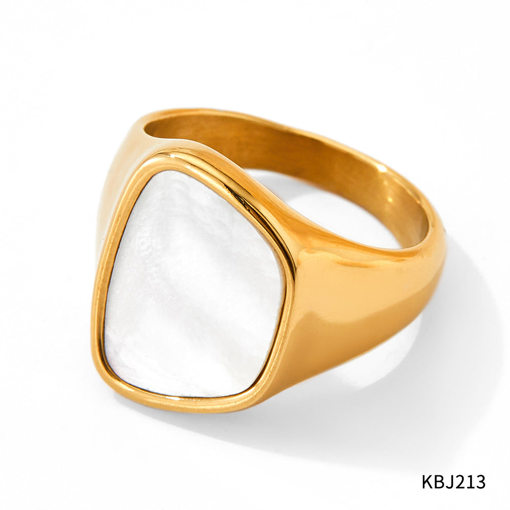 White Fritillary Stainless Steel Ring