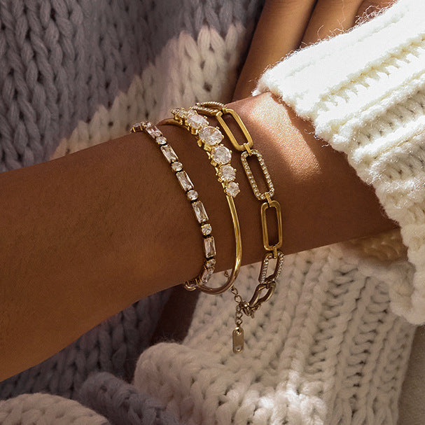 Titanium steel zircon advanced sense bracelet