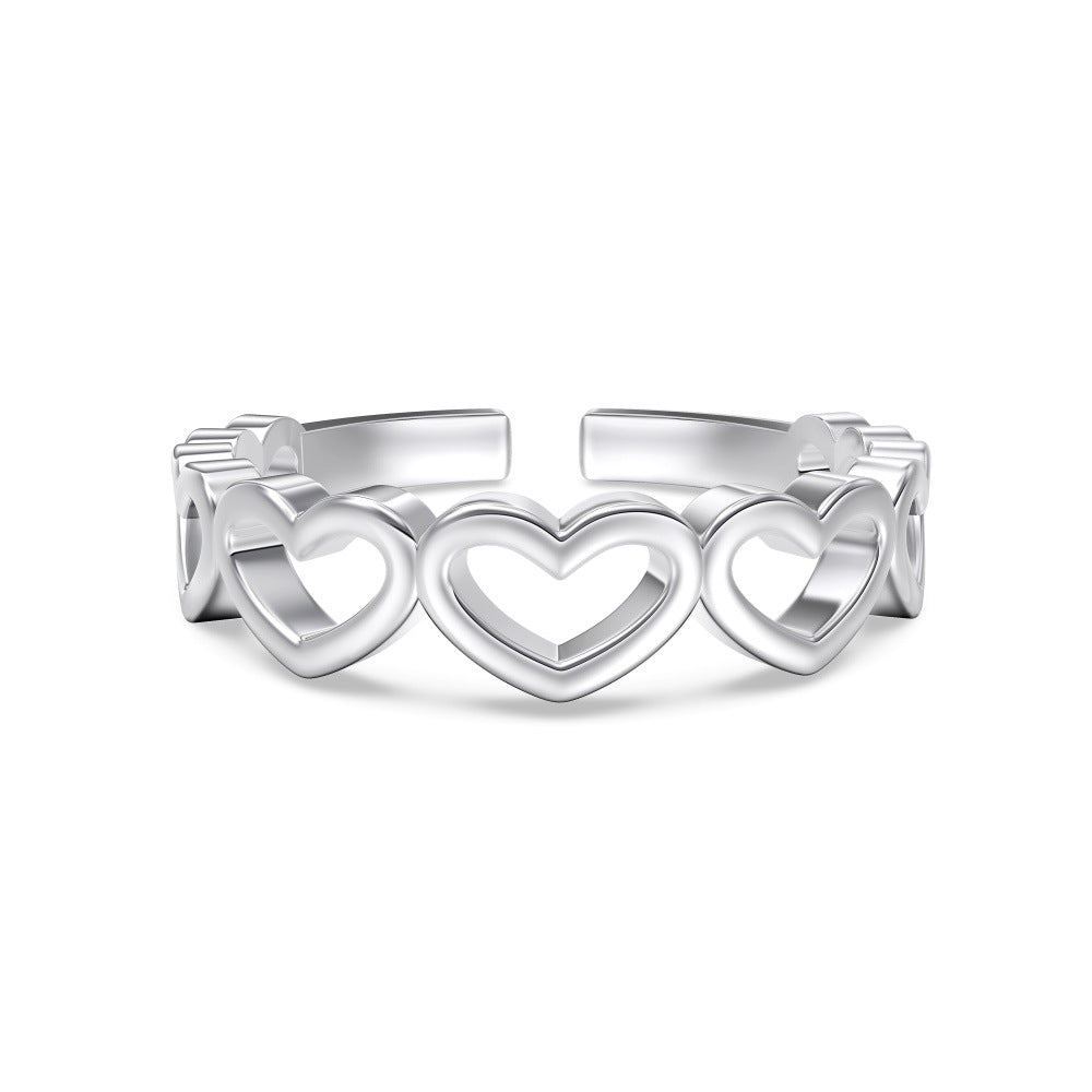S925 Sterling Silver Vegetarian Ring Cute Stackable Open Ring