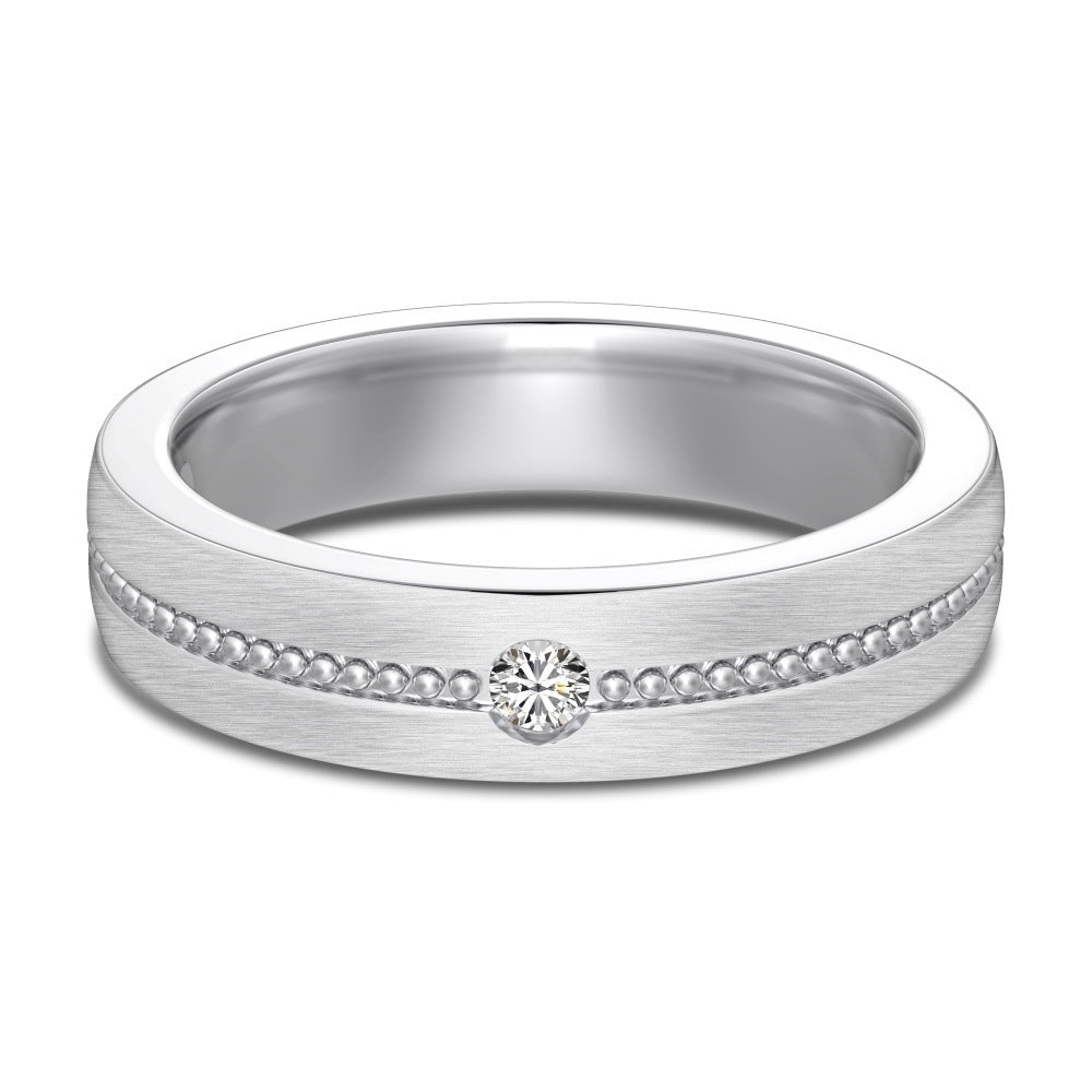 S925 Sterling Silver Plain Silver Male and Female Couple Ring-2