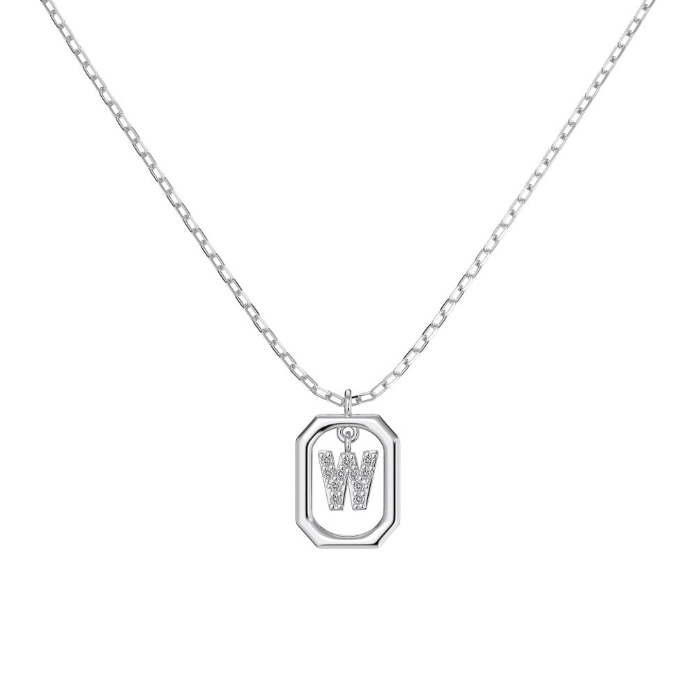 S925 Sterling Silver Hollow Pendant 26 Letter Necklace