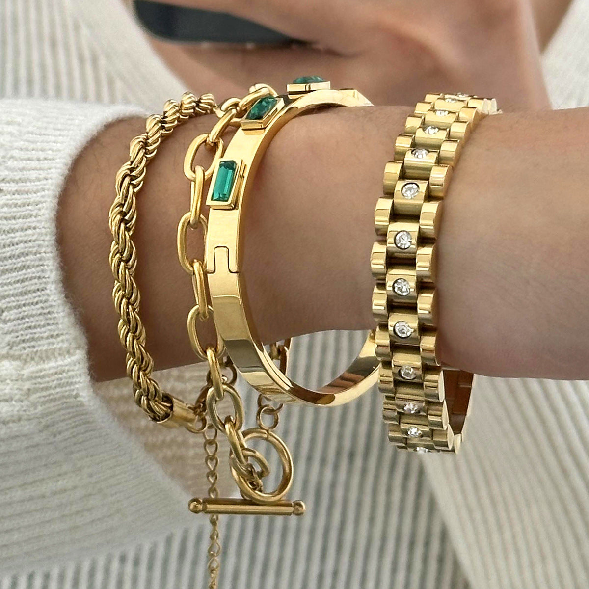 Stainless steel zircon bracelet