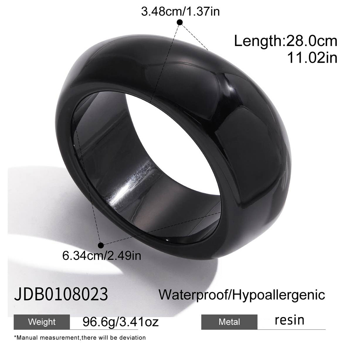 Irregular wide-sided resin bracelet