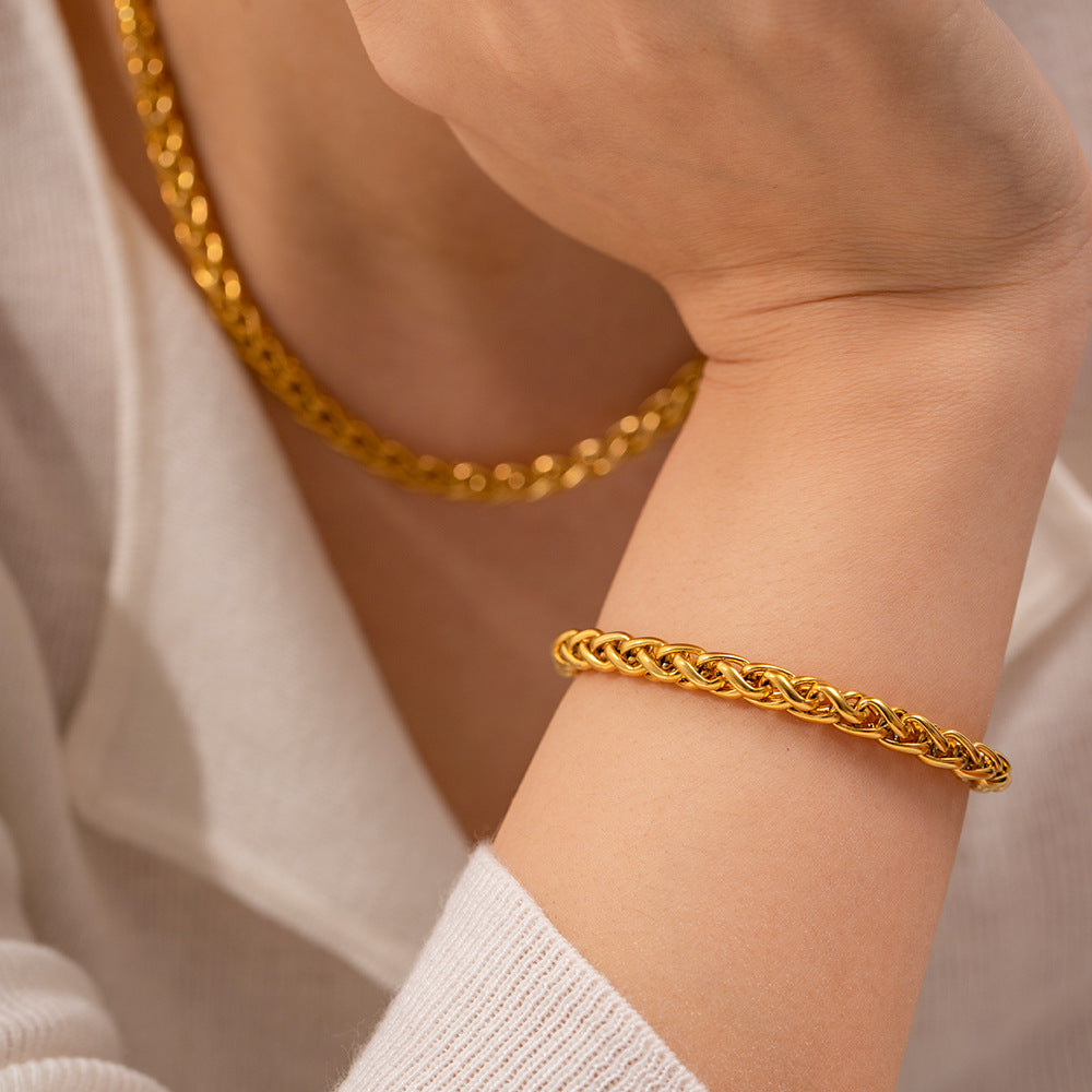 Stainless steel twist plain chain bracelet necklace