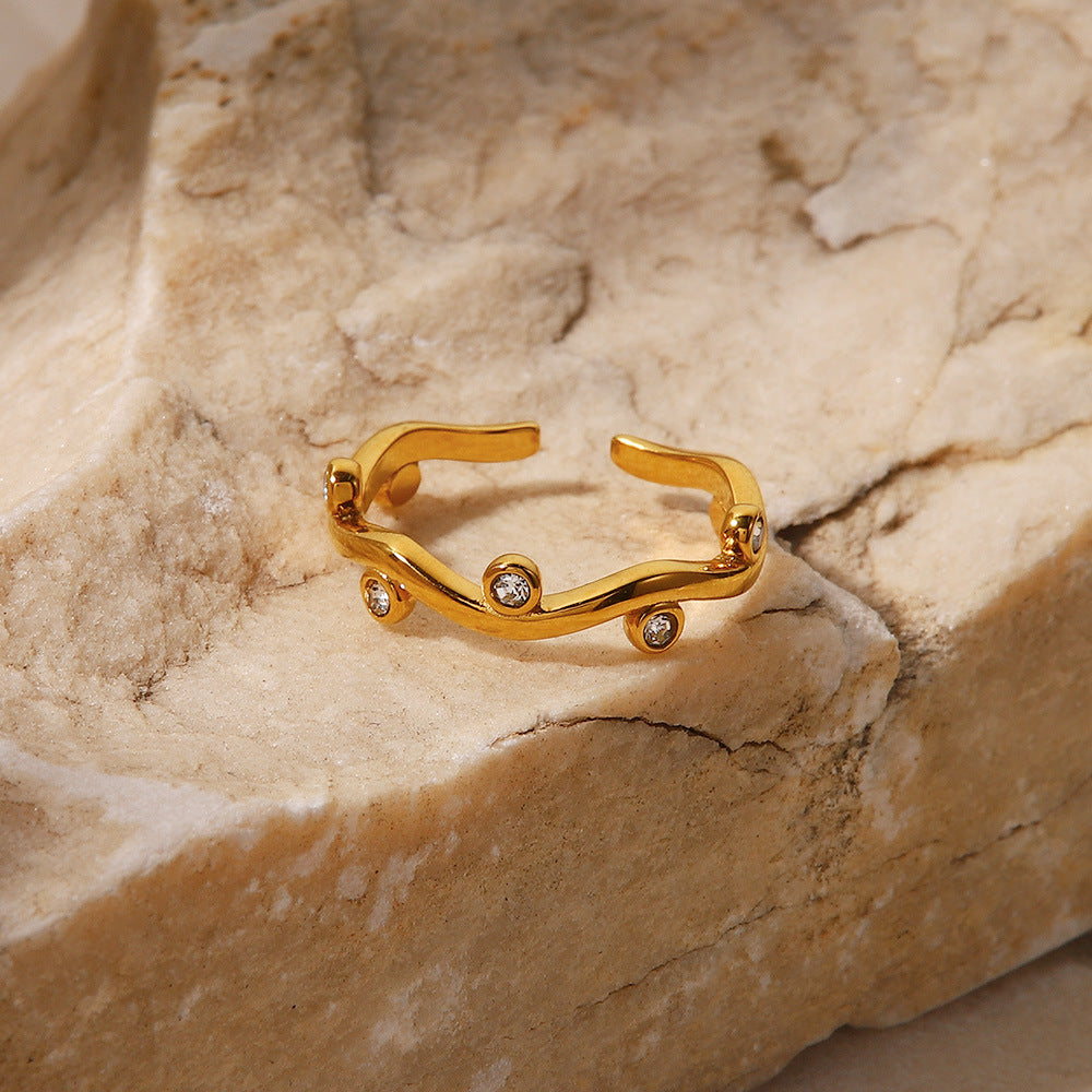 White Diamond Leaf Ring