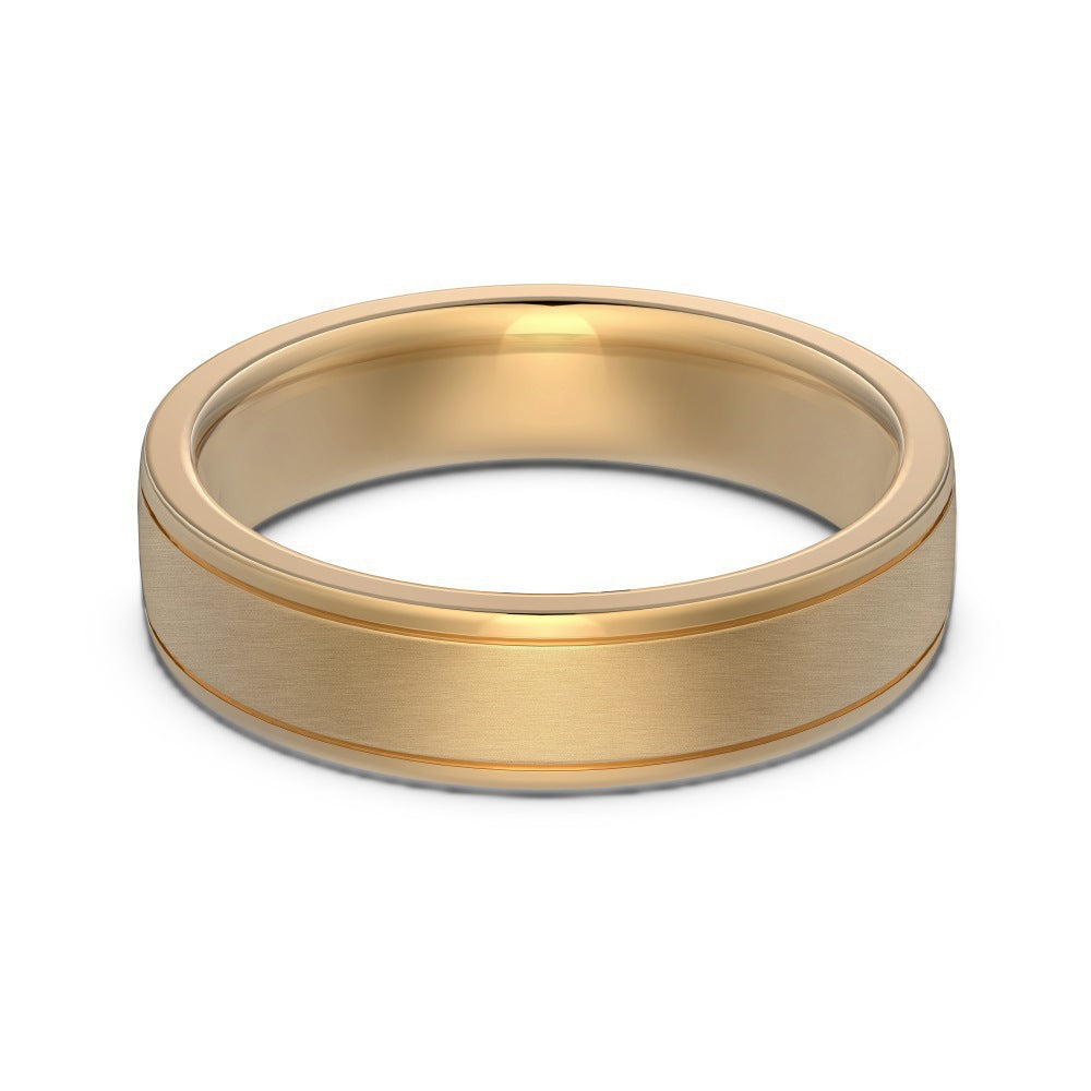 S925 Sterling Silver Plain Silver Male and Female Couple Ring-1