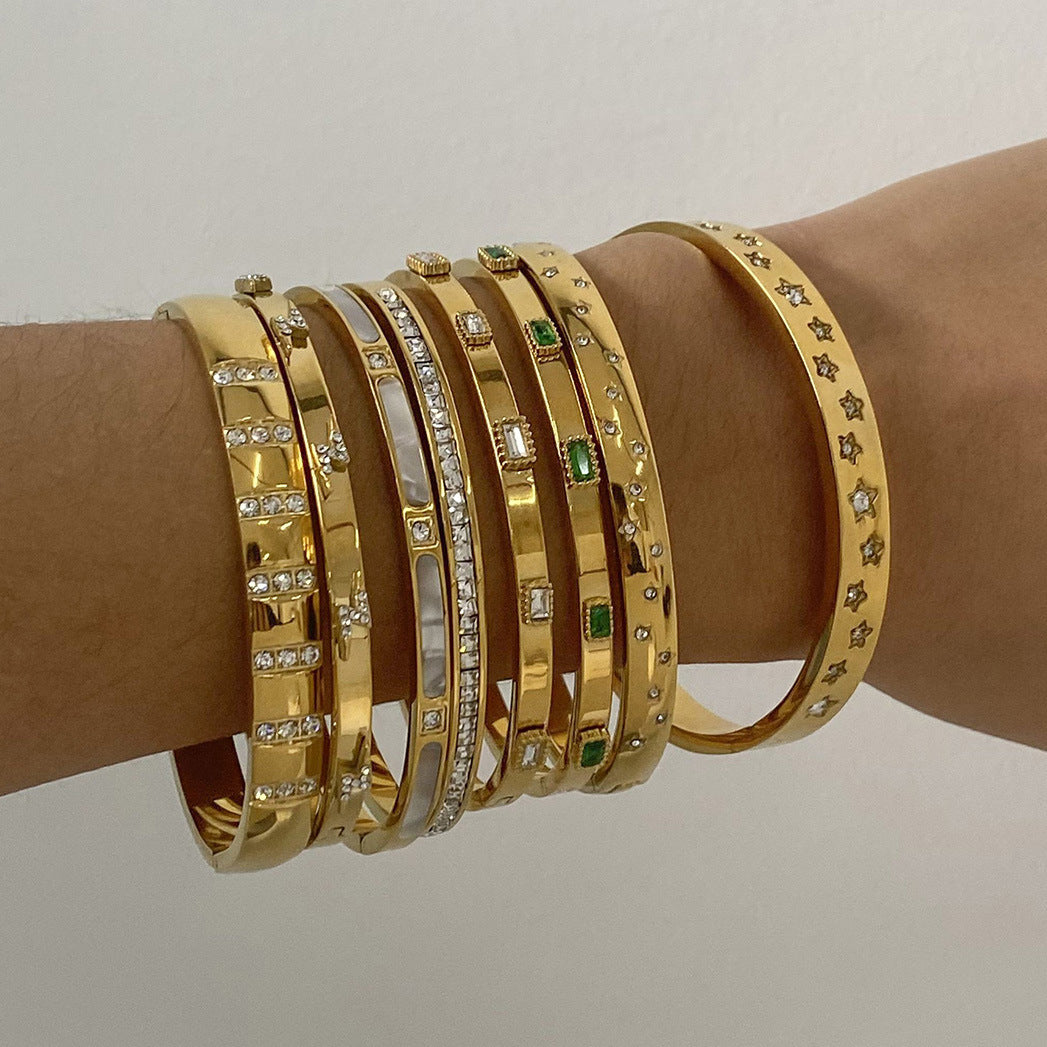 Stainless steel zircon buckle bracelet