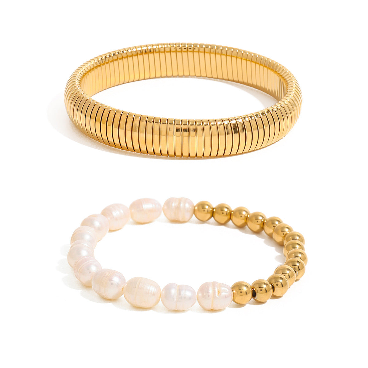 Stainless steel pearl bracelet