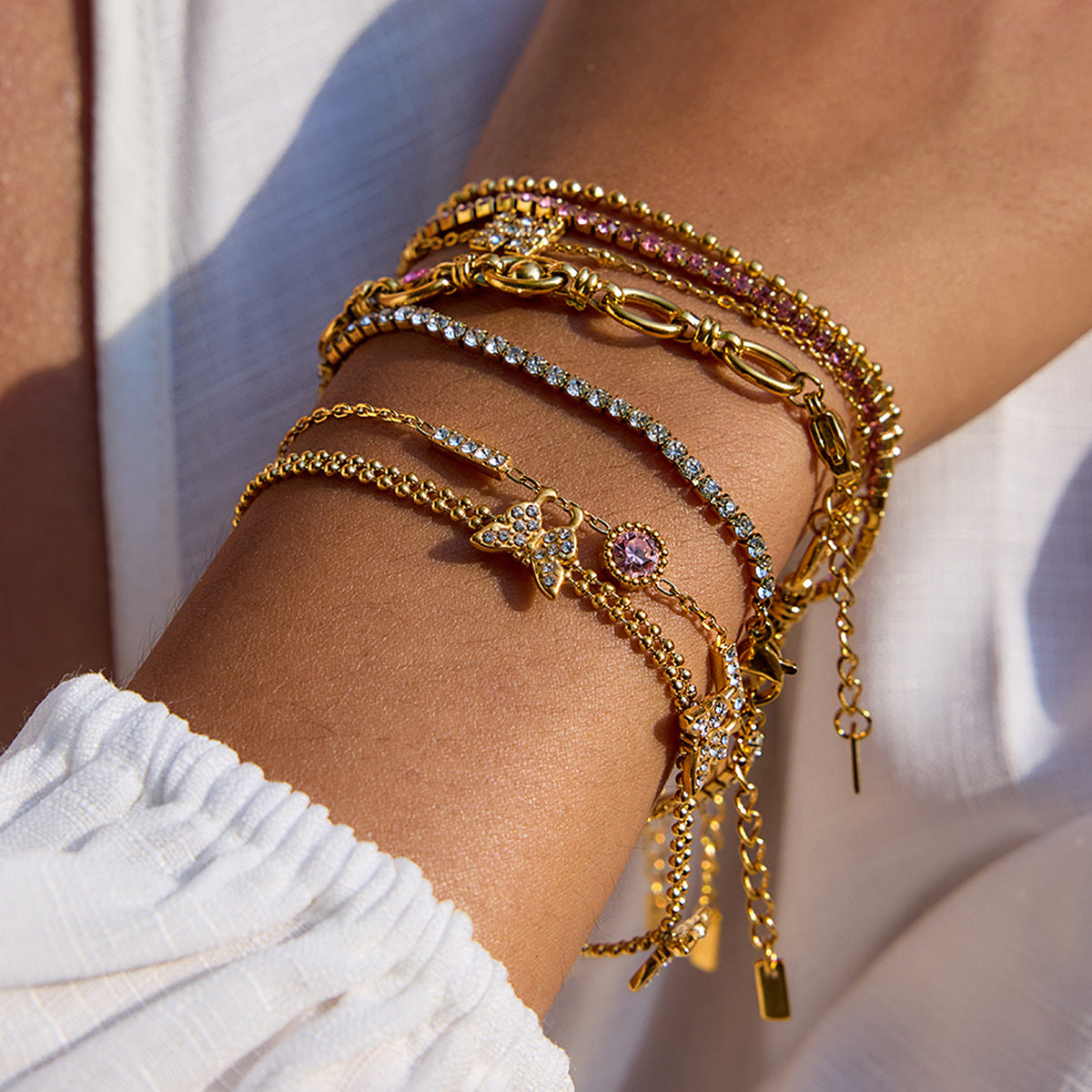 Stainless steel zircon bracelet