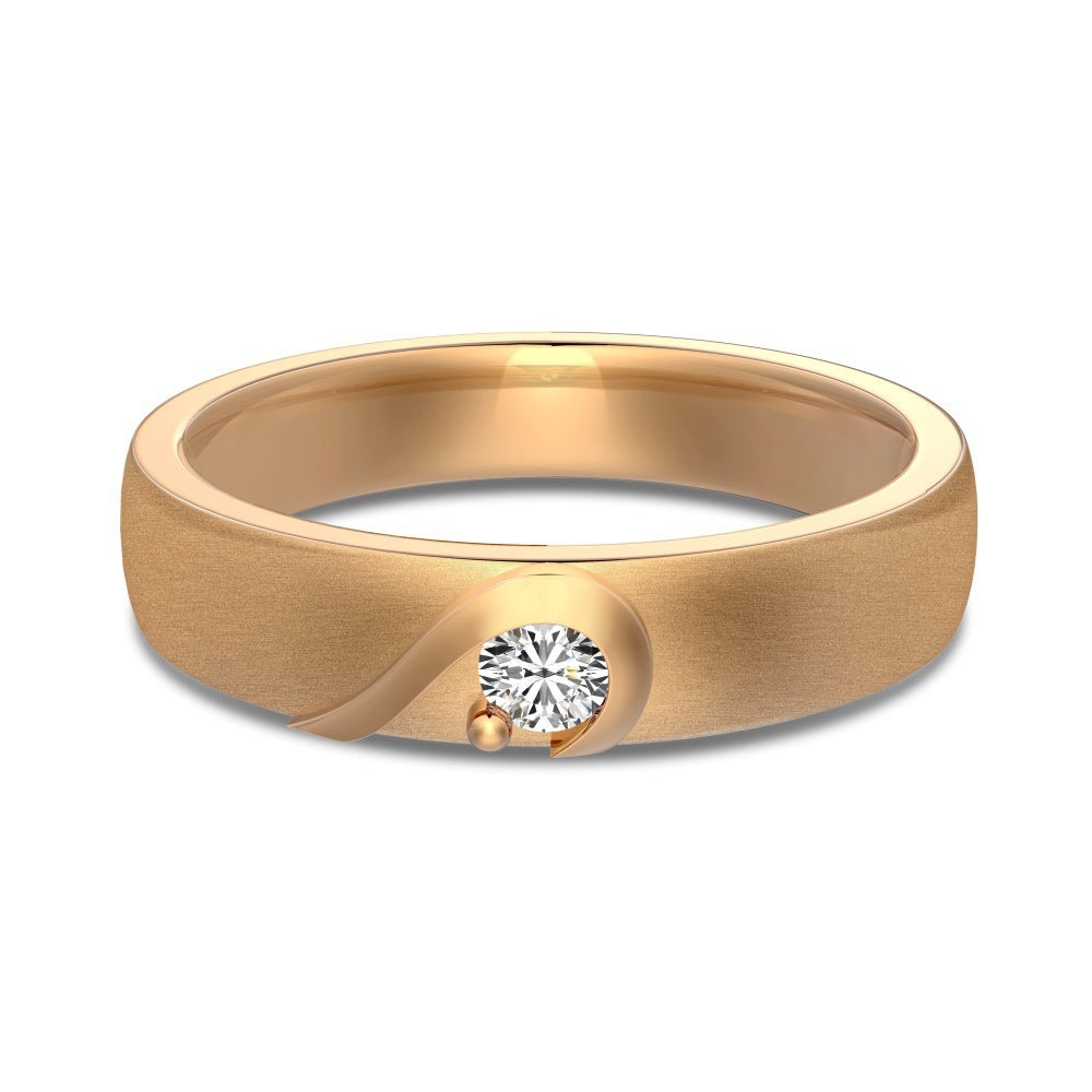 S925 Sterling Silver Plain Silver Male and Female Couple Ring-2