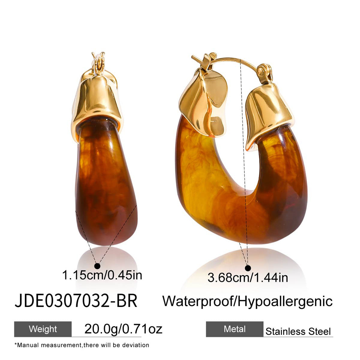 Resin Bracelet Stainless Steel Amber Acrylic Earrings