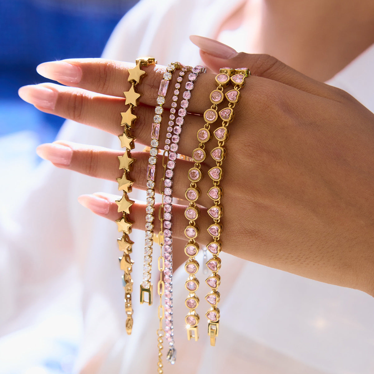 Stainless steel full diamond bracelet