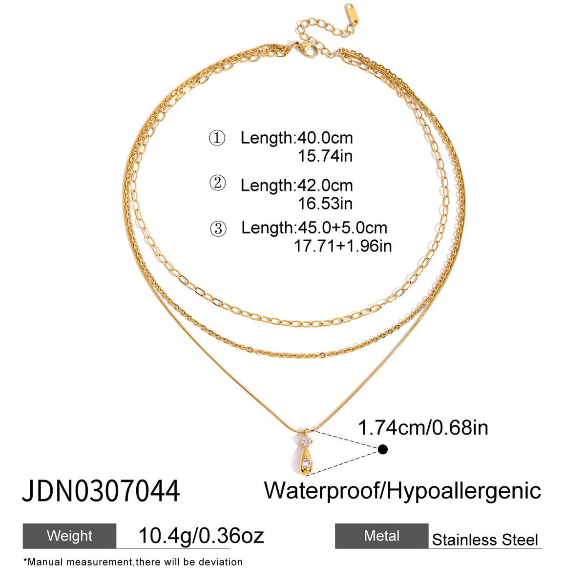 Titanium steel three-layer stacked necklace