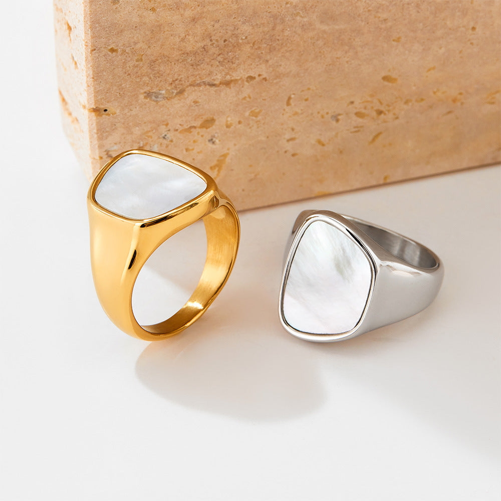 White Fritillary Stainless Steel Ring