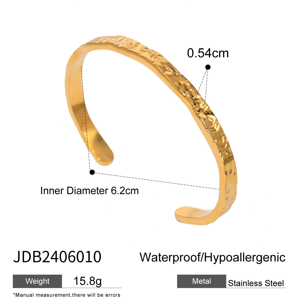 Stainless steel wavy open bracelet