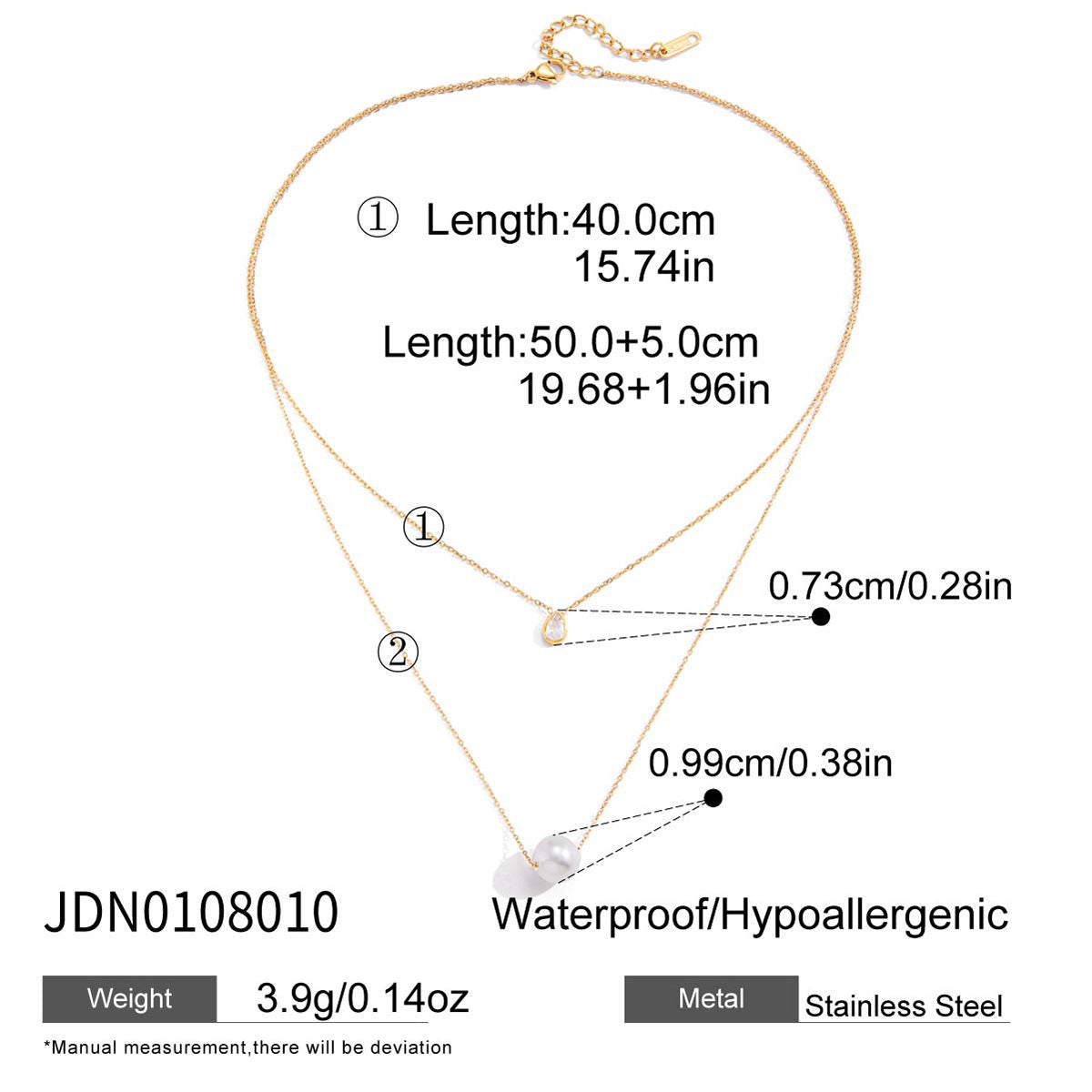 Titanium steel imitation pearl necklace