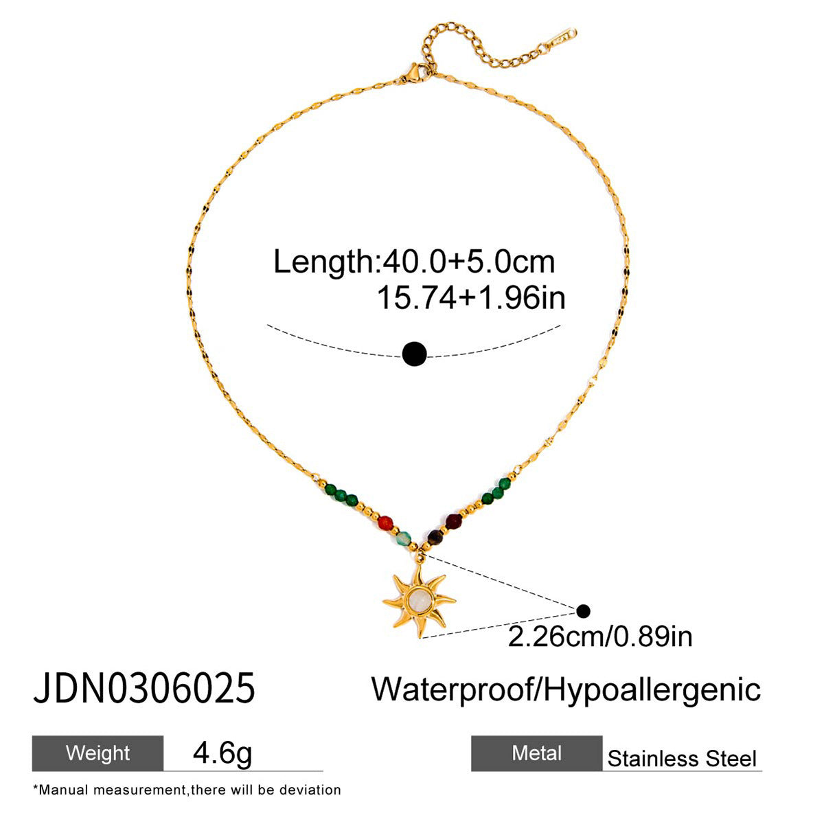 Color crystal titanium steel necklace