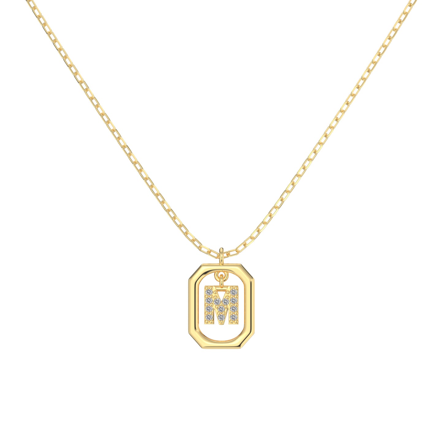 S925 Sterling Silver Hollow Pendant 26 Letter Necklace