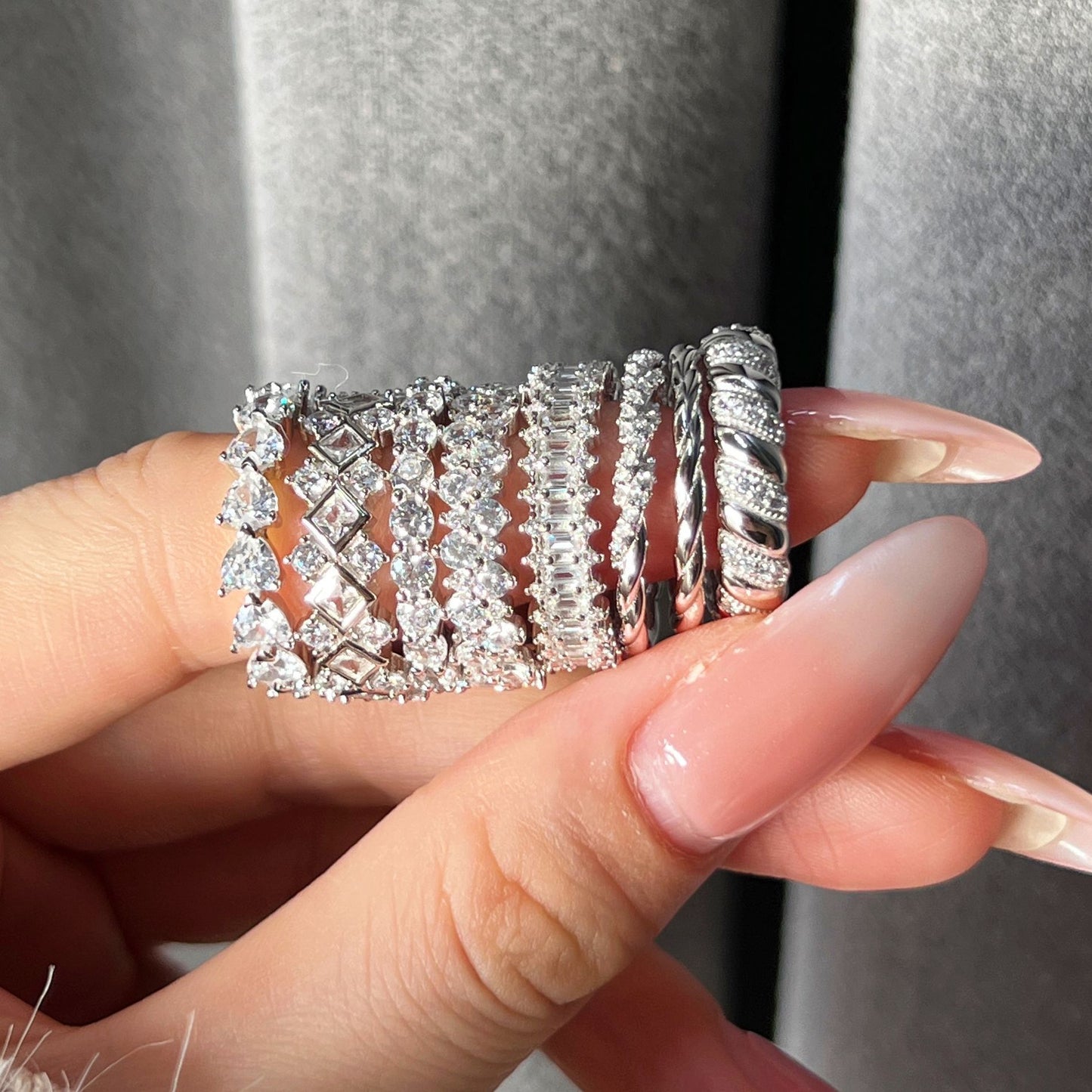 S925 Sterling Silver Diamond Wedding Ring