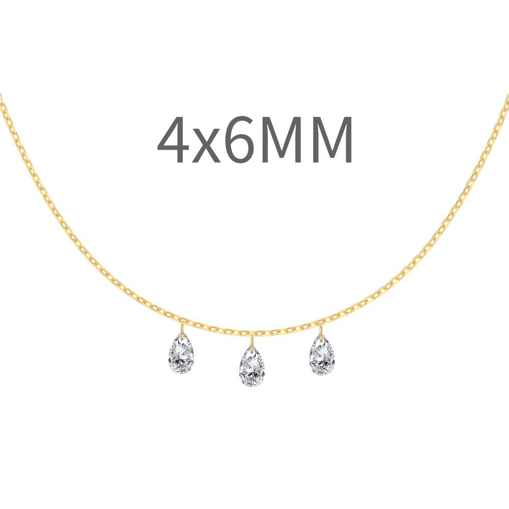 S925 Sterling Silver Tassel Oval Water Drop Wedding Necklace