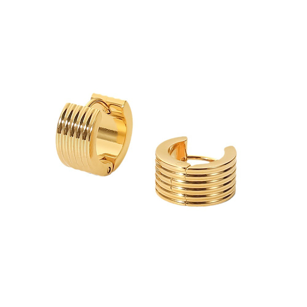 Wide thread stainless steel stud earrings