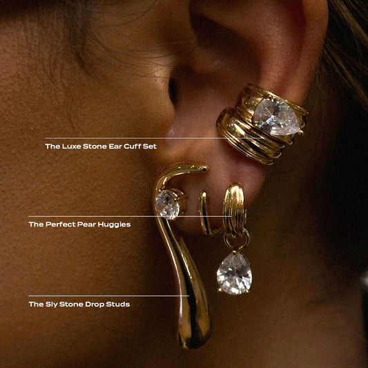 Water drop zircon titanium steel earrings