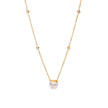 Stainless steel white heart zircon necklace
