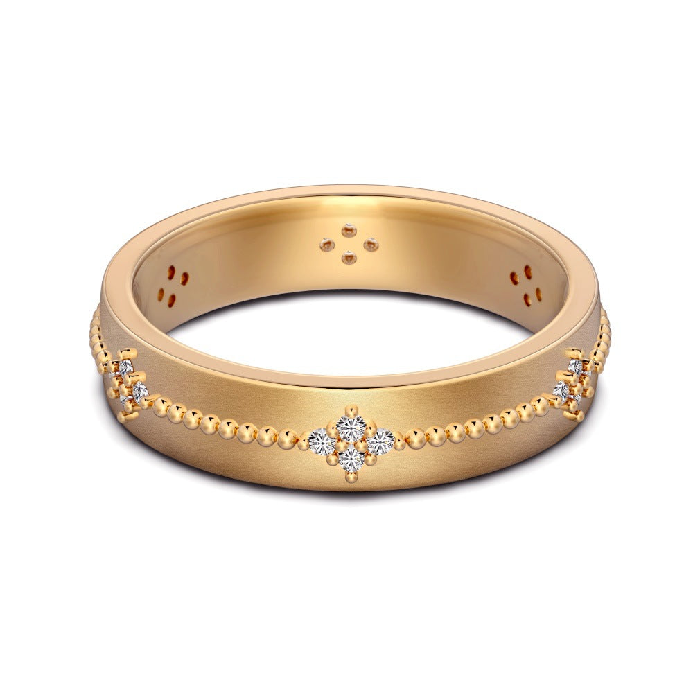 S925 Sterling Silver Plain Silver Male and Female Couple Ring-2