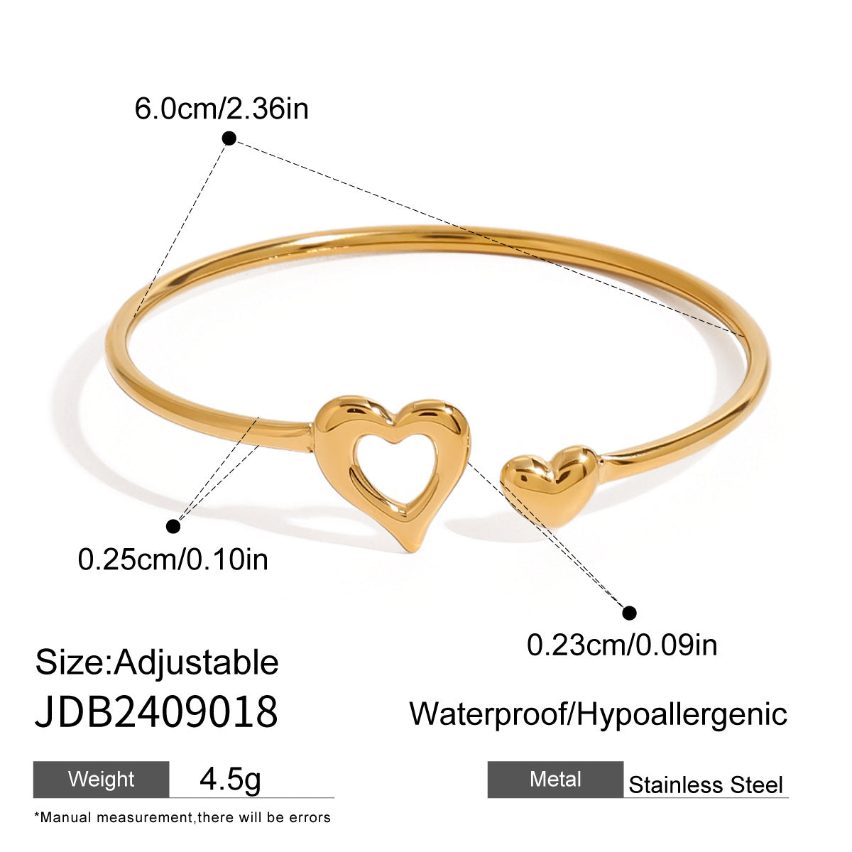 Stainless steel love opening bracelet